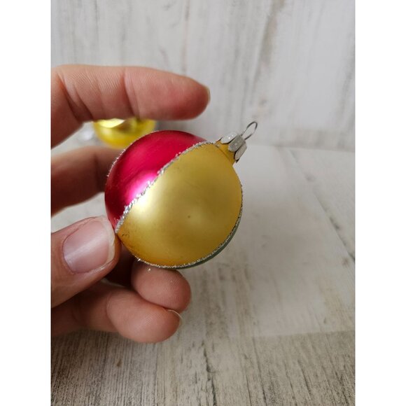 Vintage stripes mini indent ball glitter ornament mercury glass glitter reflecto - Picture 3 of 12